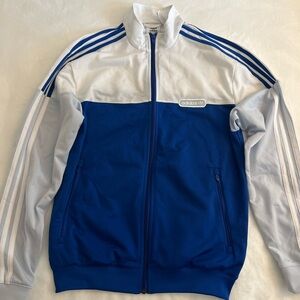 adidas White and Blue Zip-Up Track Jacket